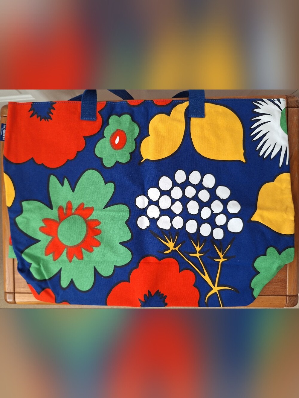 Marimekko Kukkatori Canvas Tote Oversized Beach Bag Colorful Floral HTF Rare NWT - Picture 3 of 15